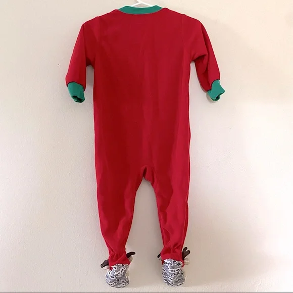 Carter’s Christmas Reindeer Warm Fitted Fleece Footed Pajamas Sleeper 12 Months - Picture 5 of 5